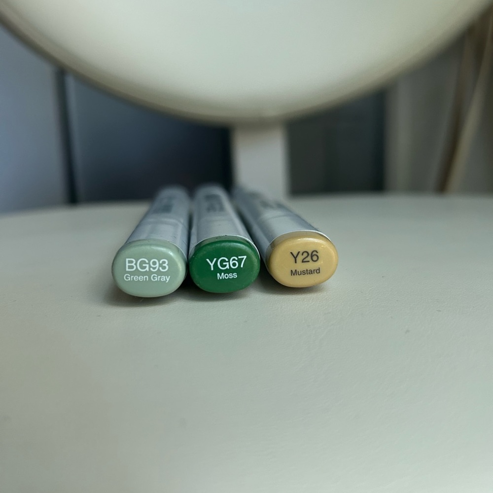 BG93, YG67 and Y26 Copic Sketch Markers (set of 3 - greens and yellow)